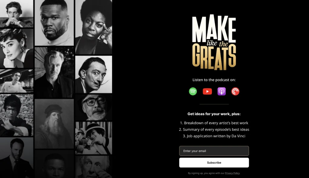 Landing page design
