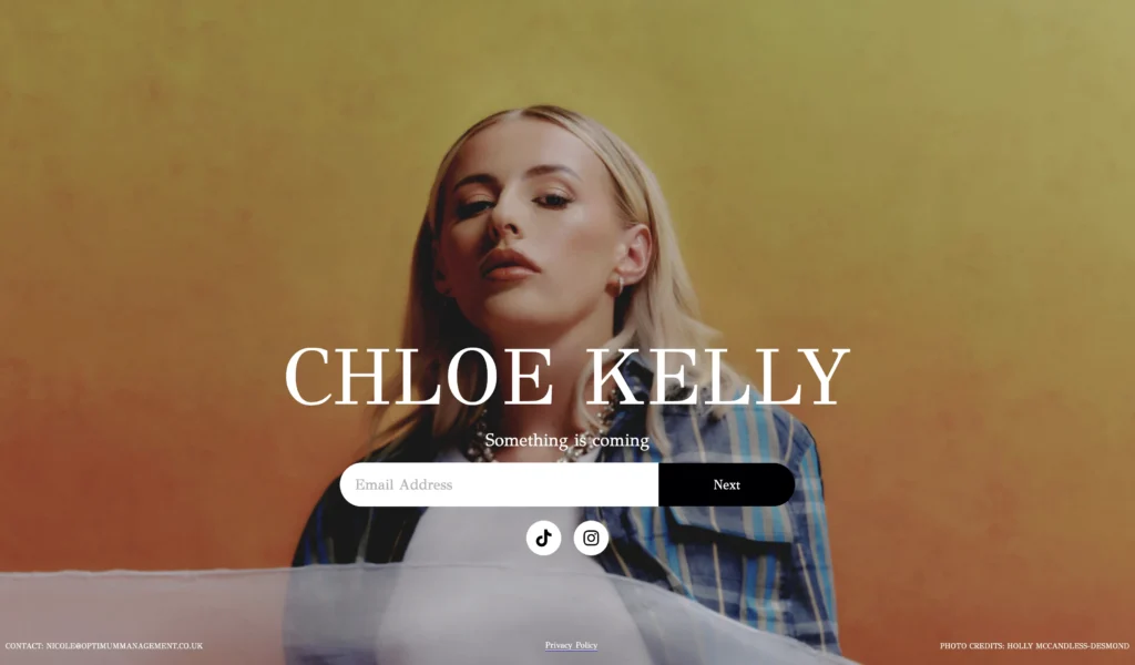 Chloe Kelly website landing page design