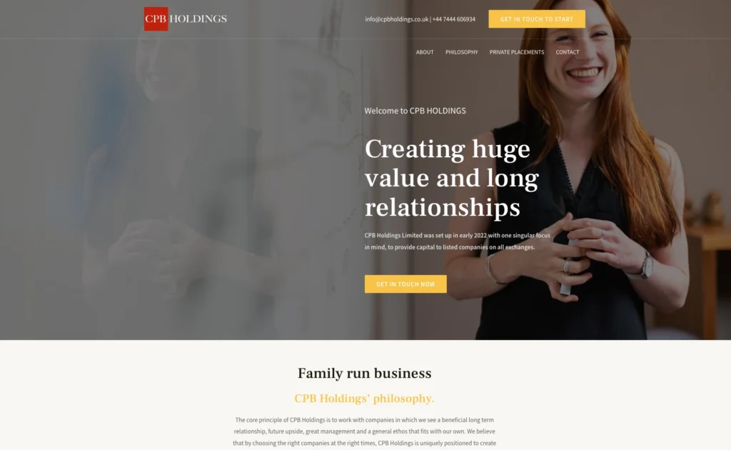 CPB Holdings - website design
