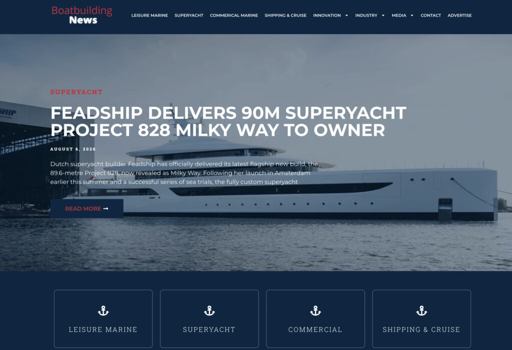 Boat Building News Website design
