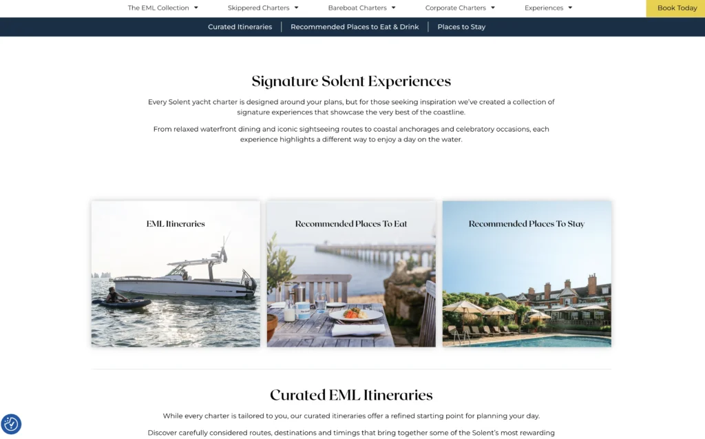 EML Charters website redesign
