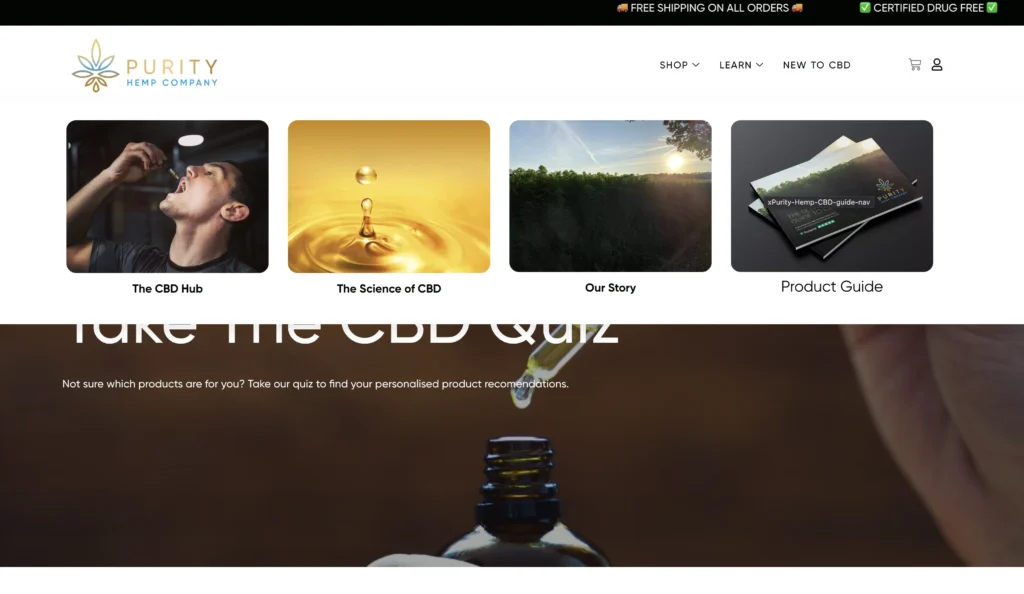 Purity Hemp Co website design