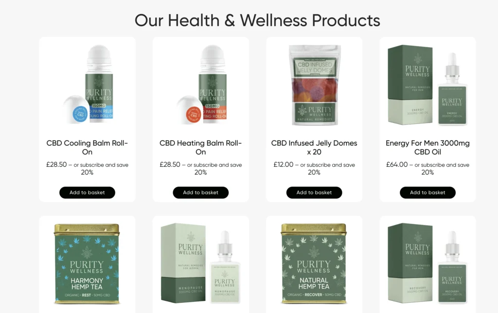 Purity Hemp Co website development