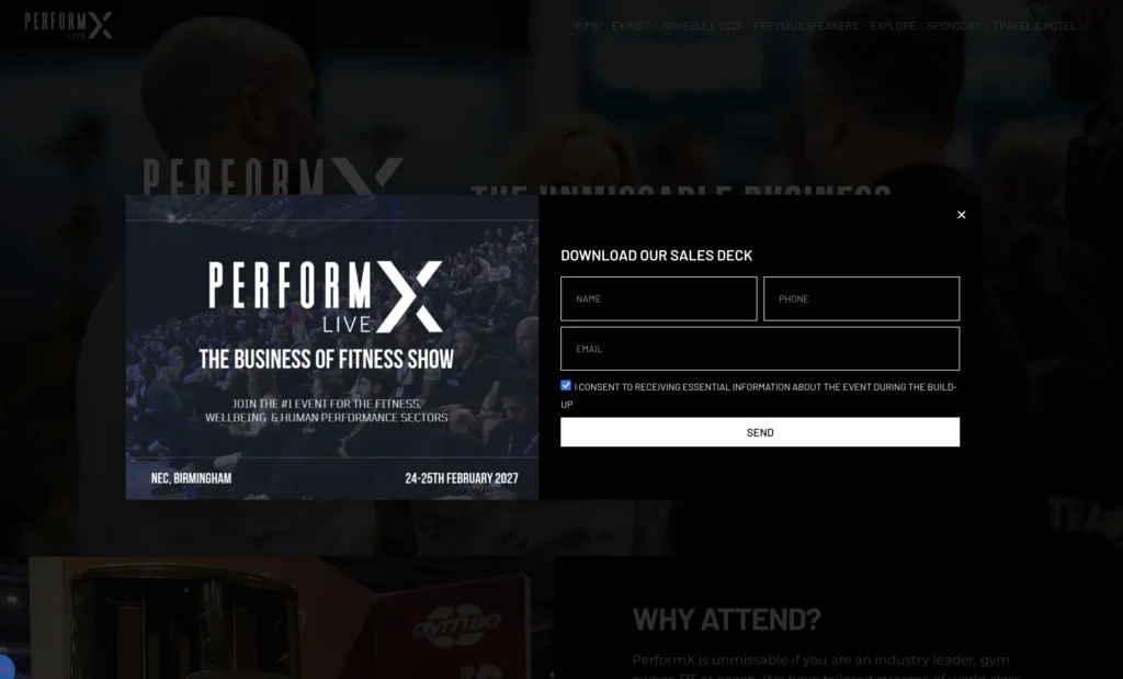 PerformX Live - Event Website Build