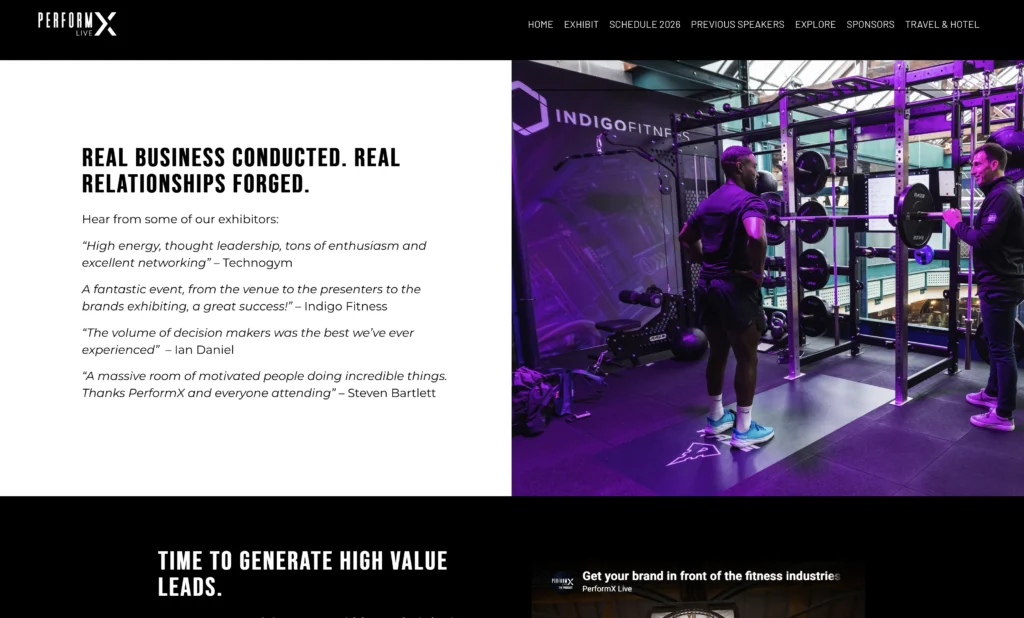 PerformX Live - Event Website Design