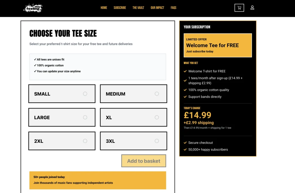 This Feeling Tshirt club - Subscription website project
