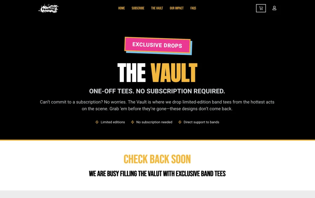 This Feeling Tshirt club - website development